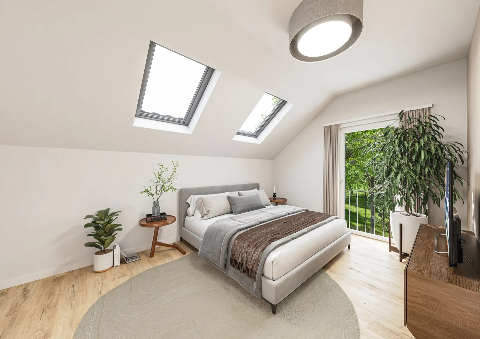 Schlafzimmer im Dachgeschoss – Neubau-Doppelhaushälfte im Graf-Arnulf-Park, Karlsfeld